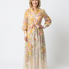 Cressida | Floral Sheer Long Sleeve Maxi Dress 0