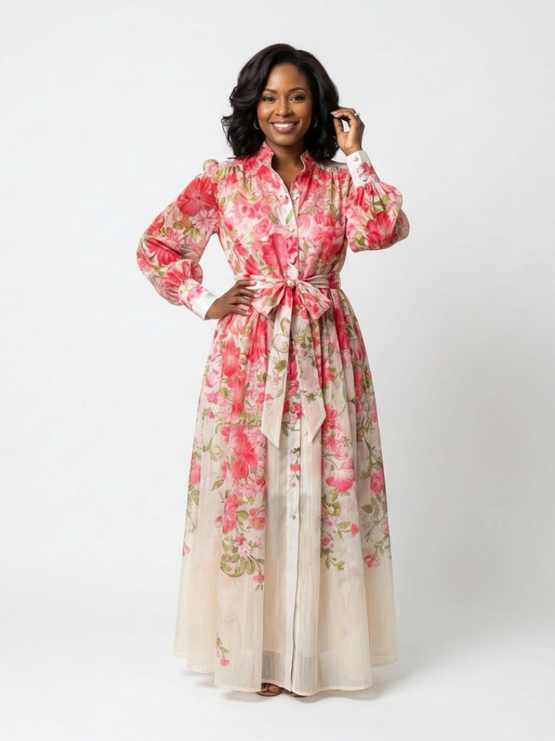Cressida | Floral Sheer Long Sleeve Maxi Dress 4