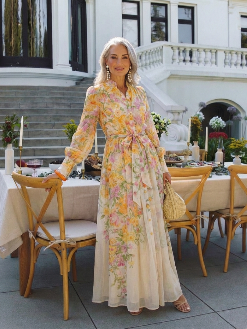 Cressida | Floral Sheer Long Sleeve Maxi Dress 7