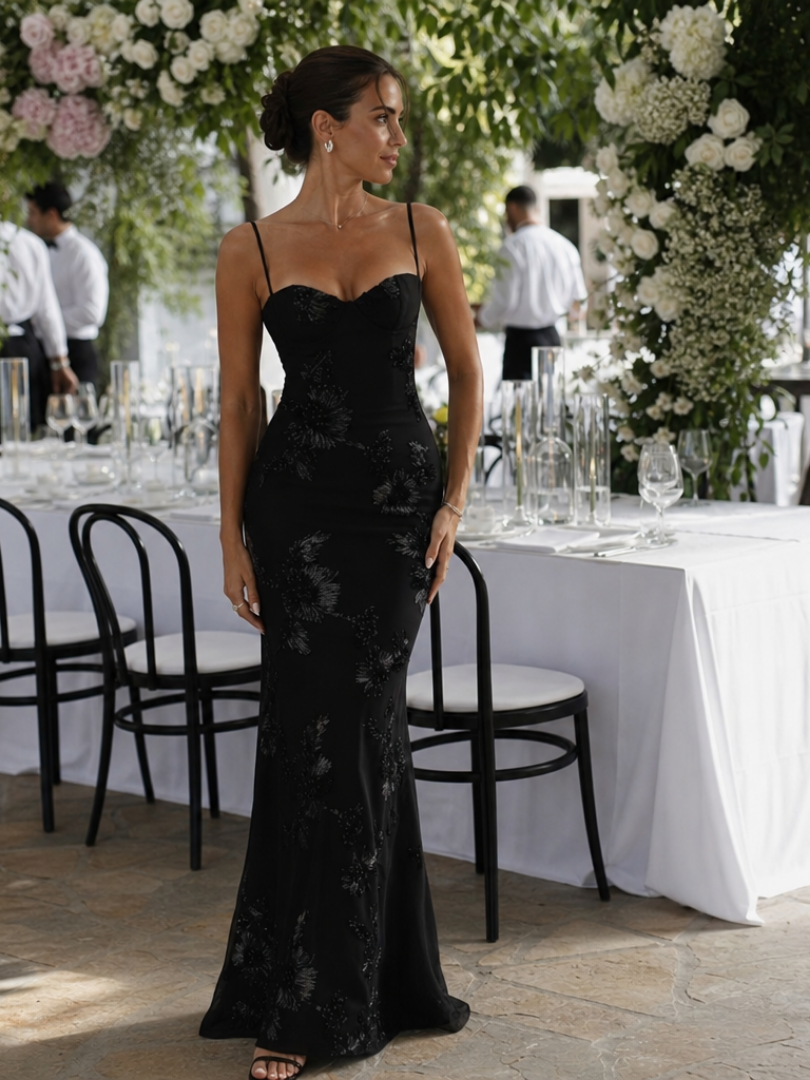 Danica | Spaghetti Strap Corset Bodice Maxi Dress 8