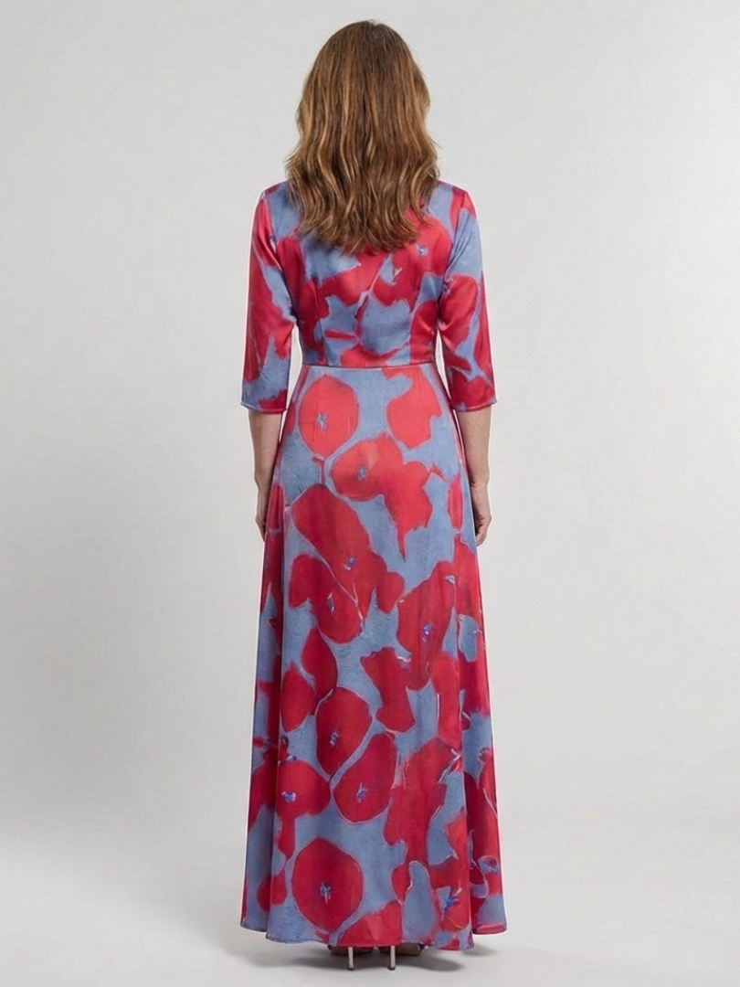 Danielle | Three Quarter Sleeve V Neck Floral Maxi Dress 1