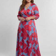 Danielle | Three Quarter Sleeve V Neck Floral Maxi Dress 2