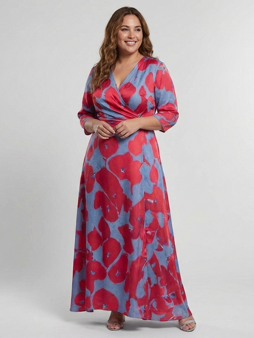 Danielle | Three Quarter Sleeve V Neck Floral Maxi Dress 2