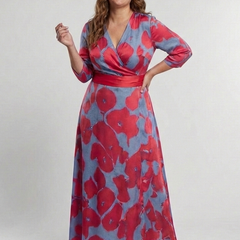 Danielle | Three Quarter Sleeve V Neck Floral Maxi Dress 3