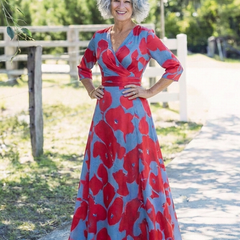 Danielle | Three Quarter Sleeve V Neck Floral Maxi Dress 4