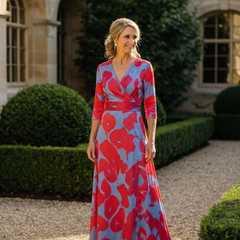 Danielle | Three Quarter Sleeve V Neck Floral Maxi Dress 5