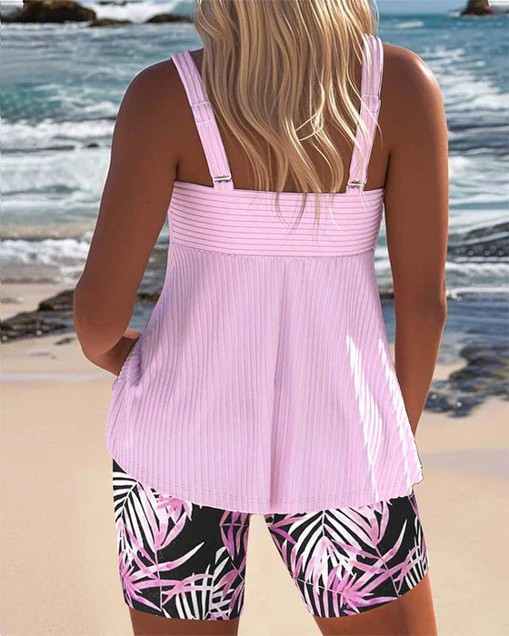 Daphne | Bright Ribbed Tankini Shorts 5