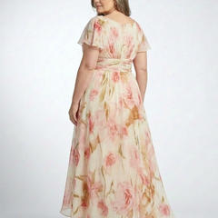 Elara | V Neck Short Sleeve Floral Maxi Dress 2