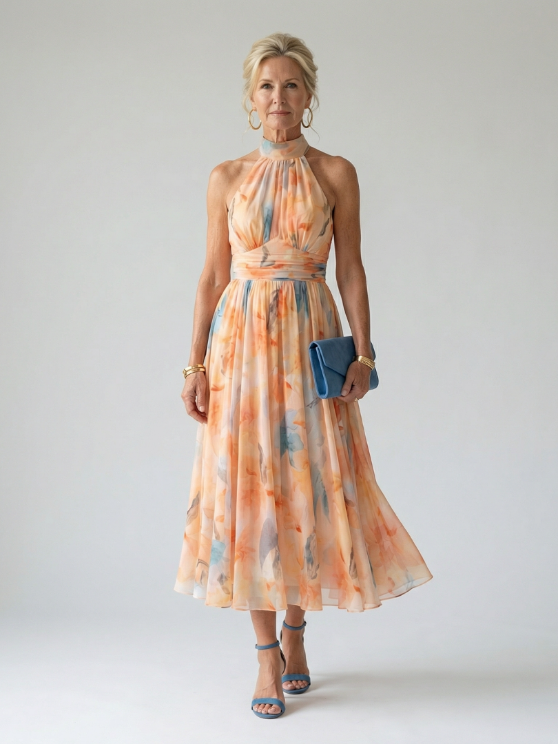 Elin | Soft Halter Midi Dress 0