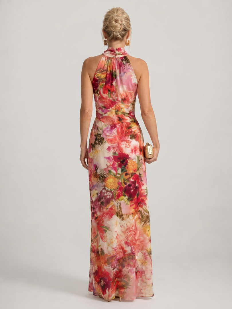 Elisabetta | Halter Neck Floral Print Maxi Dress 3