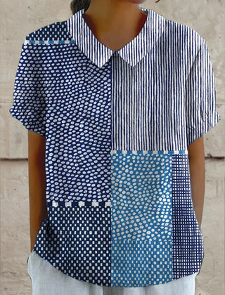 Ella Patchwork Shirt | Cotton Linen Blend, Relaxed Fit Women's Blouse 0