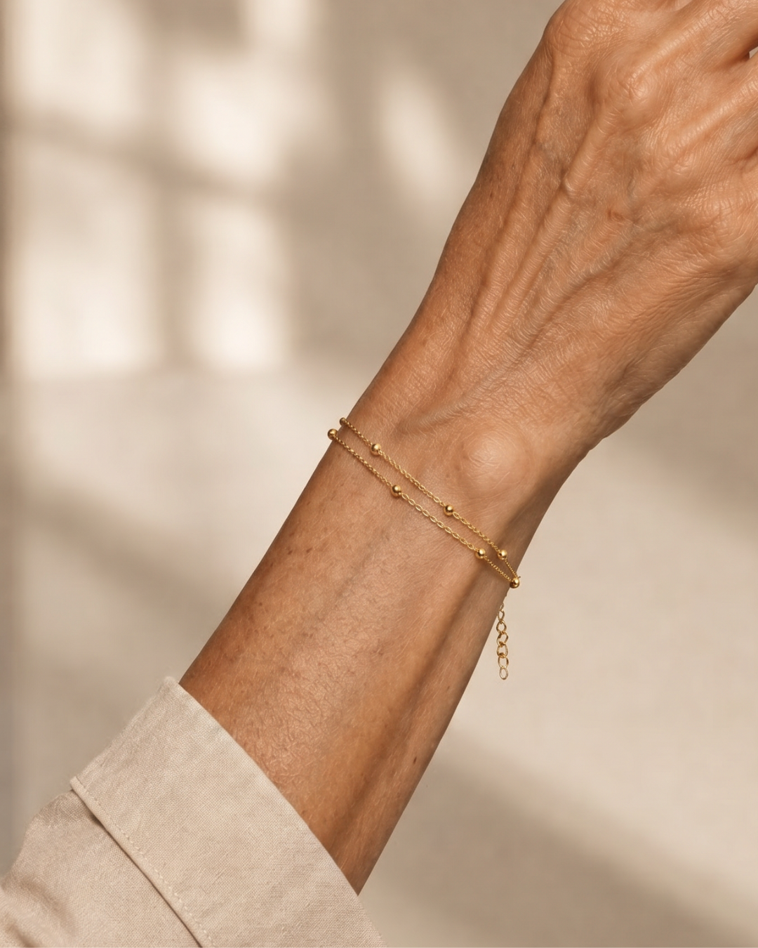 Elowara | Beaded Double Chain Anklet 0