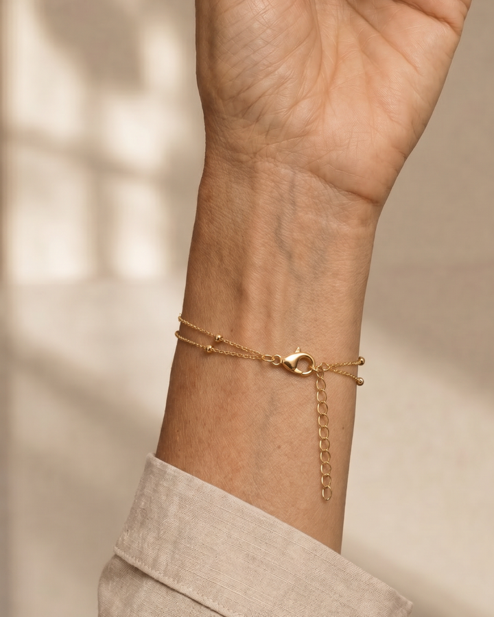 Elowara | Beaded Double Chain Anklet 2