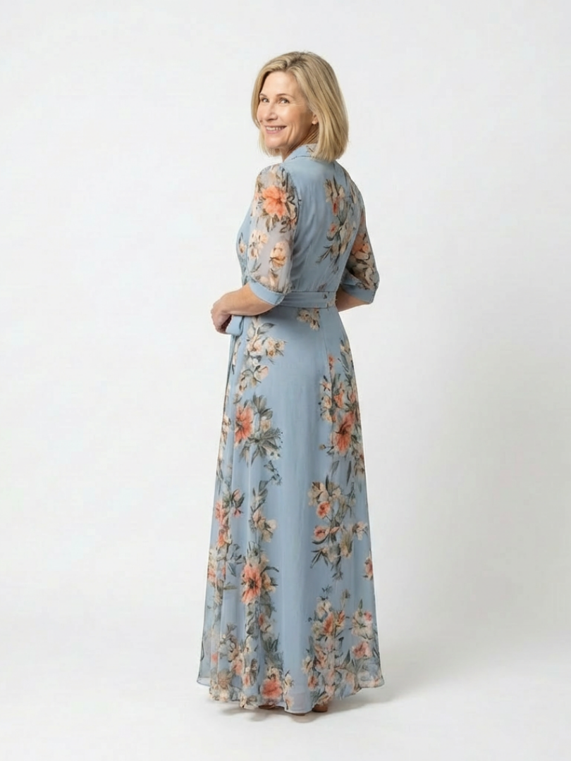 Elowen | Floral Wrap V Neck Maxi Dress 1