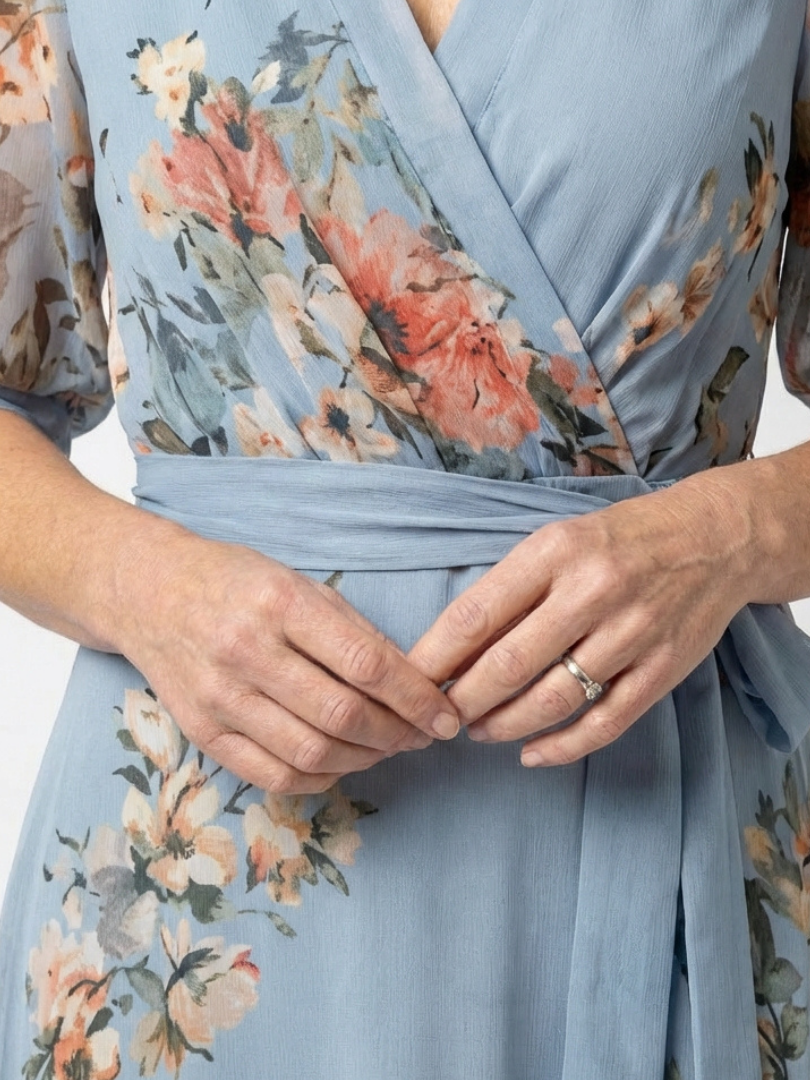 Elowen | Floral Wrap V Neck Maxi Dress 2