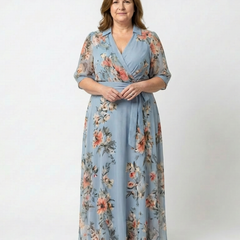 Elowen | Floral Wrap V Neck Maxi Dress 3