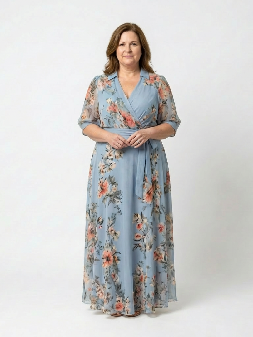 Elowen | Floral Wrap V Neck Maxi Dress 3