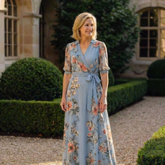 Elowen | Floral Wrap V Neck Maxi Dress 4