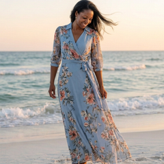 Elowen | Floral Wrap V Neck Maxi Dress 5