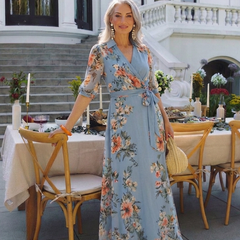 Elowen | Floral Wrap V Neck Maxi Dress 6