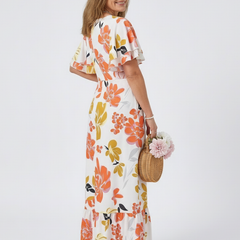 Elowen | Round Neck Short Sleeve Tiered Maxi Dress 2