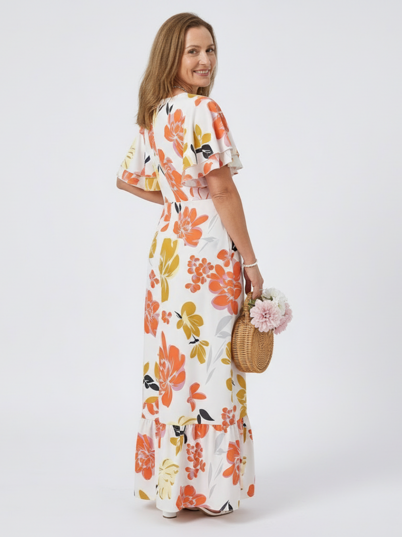 Elowen | Round Neck Short Sleeve Tiered Maxi Dress 2