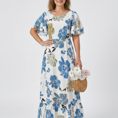 Elowen | Round Neck Short Sleeve Tiered Maxi Dress 3
