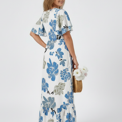 Elowen | Round Neck Short Sleeve Tiered Maxi Dress 4