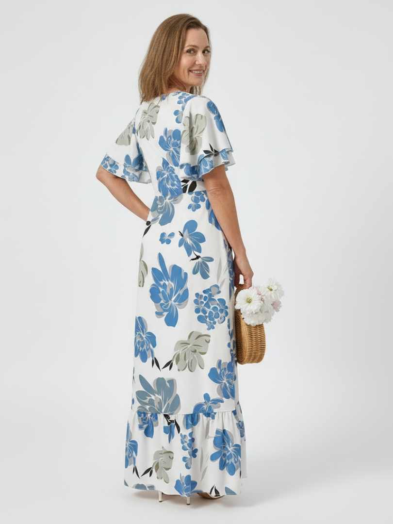Elowen | Round Neck Short Sleeve Tiered Maxi Dress 4