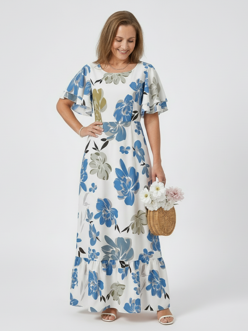 Elowen | Round Neck Short Sleeve Tiered Maxi Dress 5
