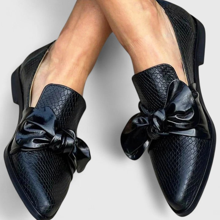 Emberlyssa Black Loafers for Women | Elegant Slip-On with Oversized Bow 0