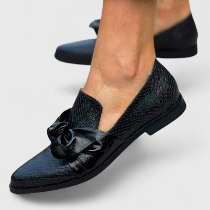 Emberlyssa Black Loafers for Women | Elegant Slip-On with Oversized Bow 2