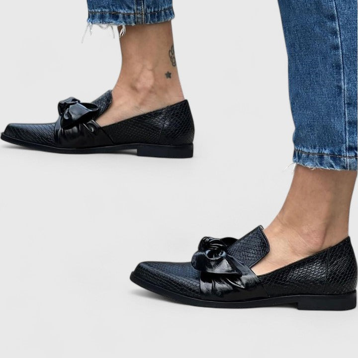 Emberlyssa Black Loafers for Women | Elegant Slip-On with Oversized Bow 3