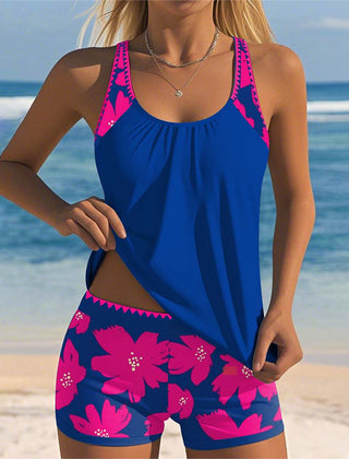 Emma | Flower Print U-Neck Tankini 0