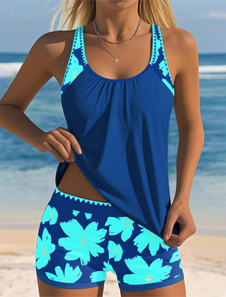 Emma | Flower Print U-Neck Tankini 4