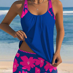 Emma | Flower Print U-Neck Tankini 6
