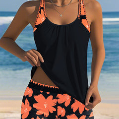 Emma | Flower Print U-Neck Tankini 7