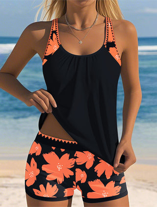 Emma | Flower Print U-Neck Tankini 7