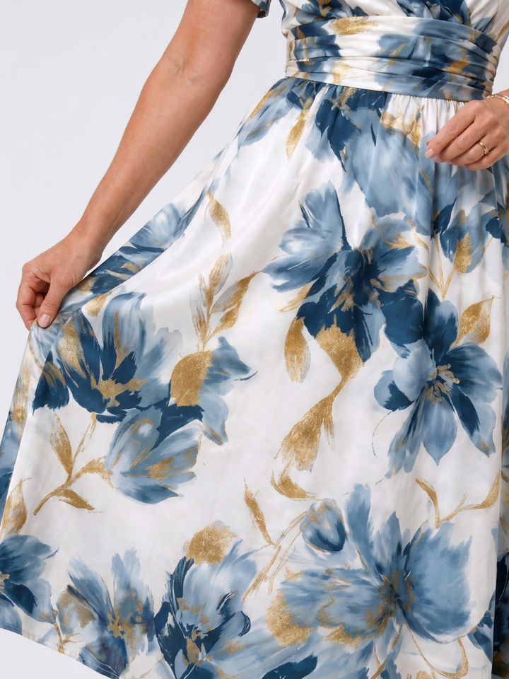 Evans | Floral Print Short Sleeve Wrap Midi Dress 2