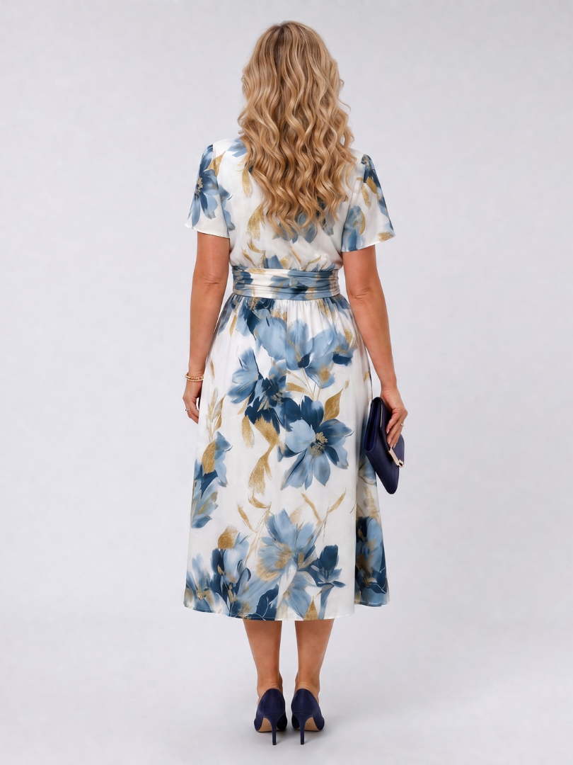 Evans | Floral Print Short Sleeve Wrap Midi Dress 3