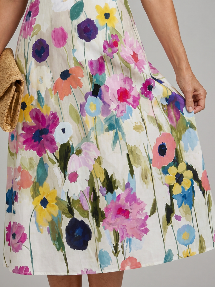 Flory | Floral Print Sleeveless Round Neck Midi Dress 2