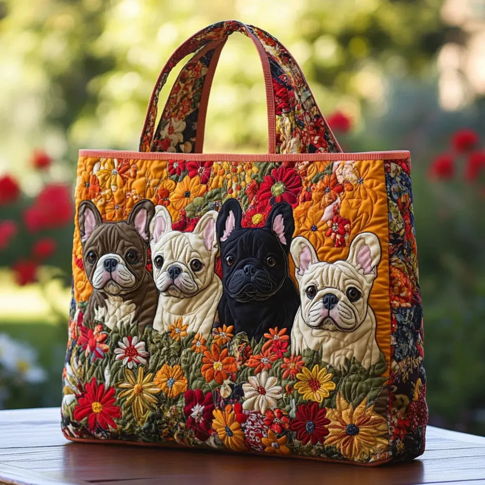 Frenchie Garden | Handmade Quilted Tote 0