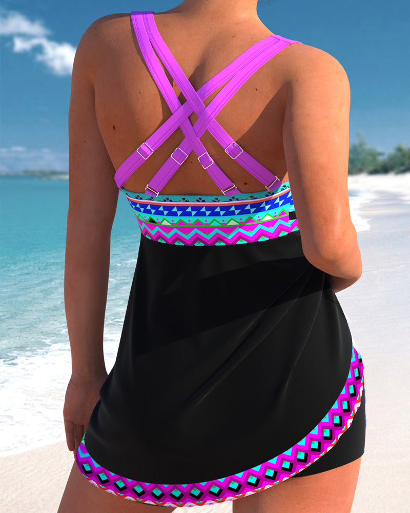Freya | Printed Purple Drawstring Swimsuit 4