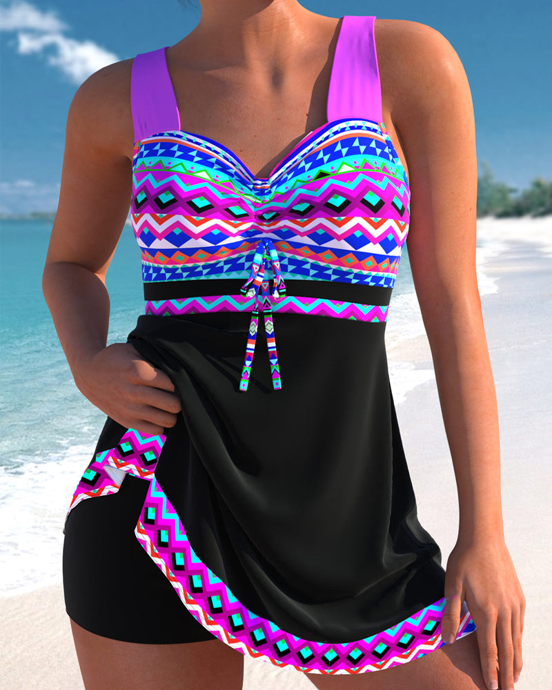 Freya | Printed Purple Drawstring Swimsuit 6