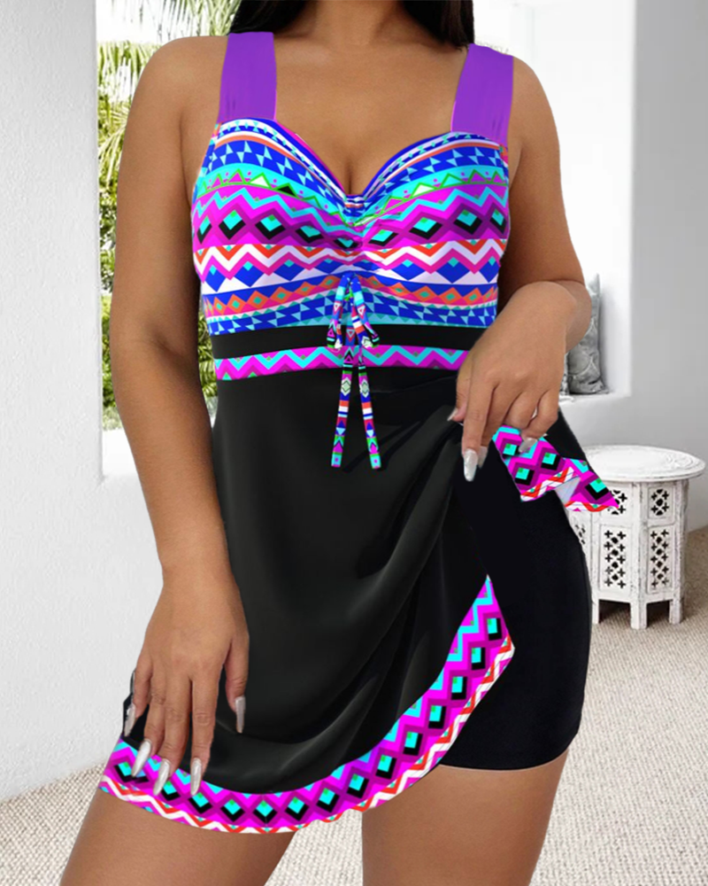 Freya | Printed Purple Drawstring Swimsuit 8