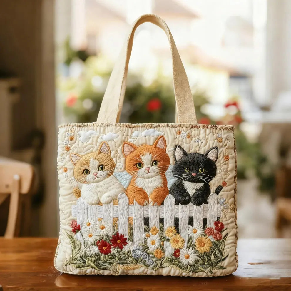 Garden Kittens | Handmade Quilted Tote 0