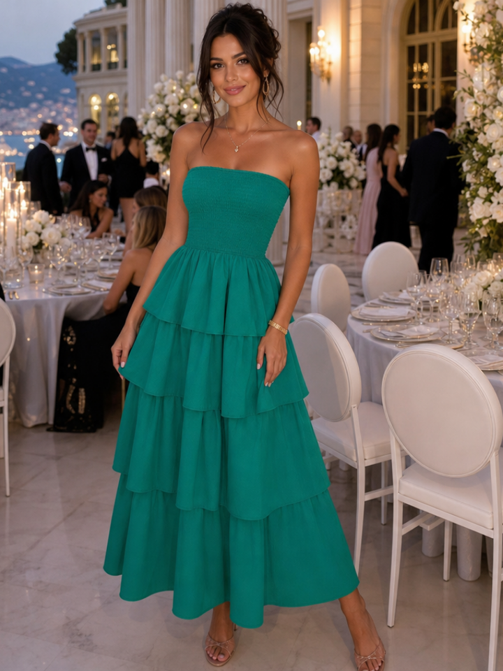 Gemma | Strapless Smocked Bodice Midi Dress 3