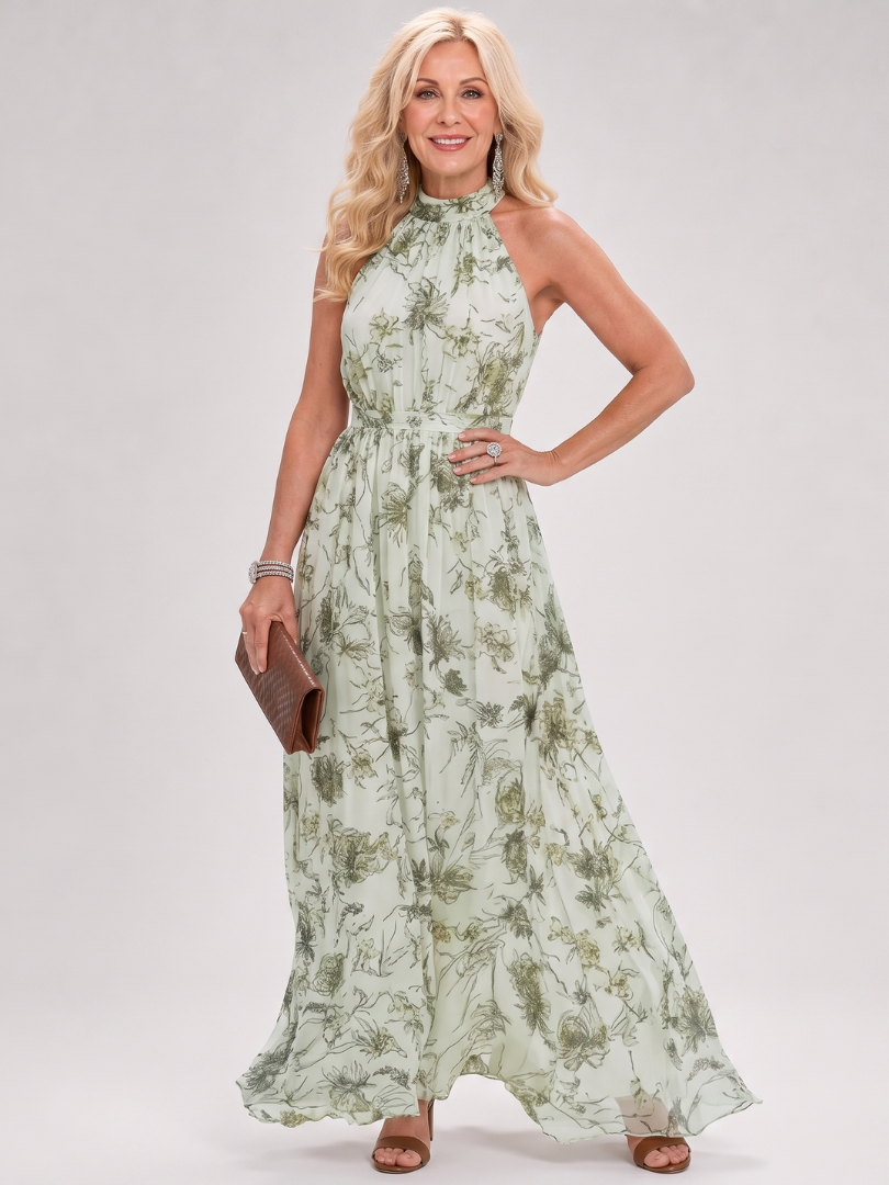 Guinevere | Floral Print Flowing Skirt Midi Dress 1