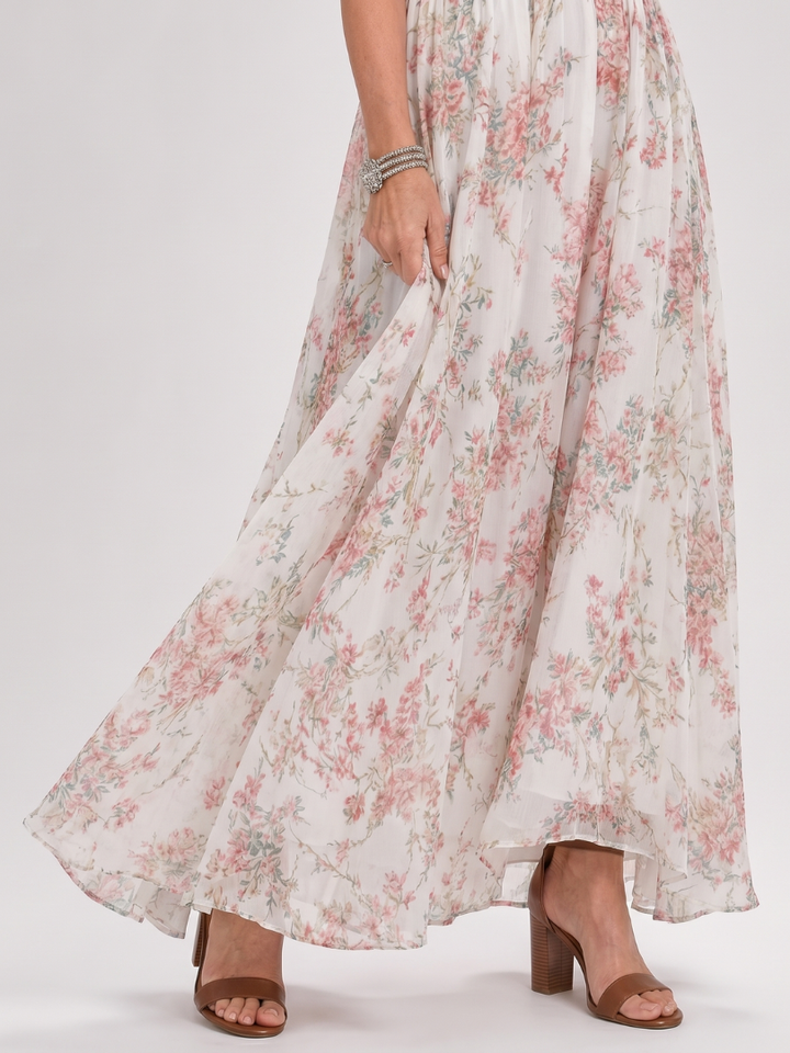 Guinevere | Floral Print Flowing Skirt Midi Dress 3