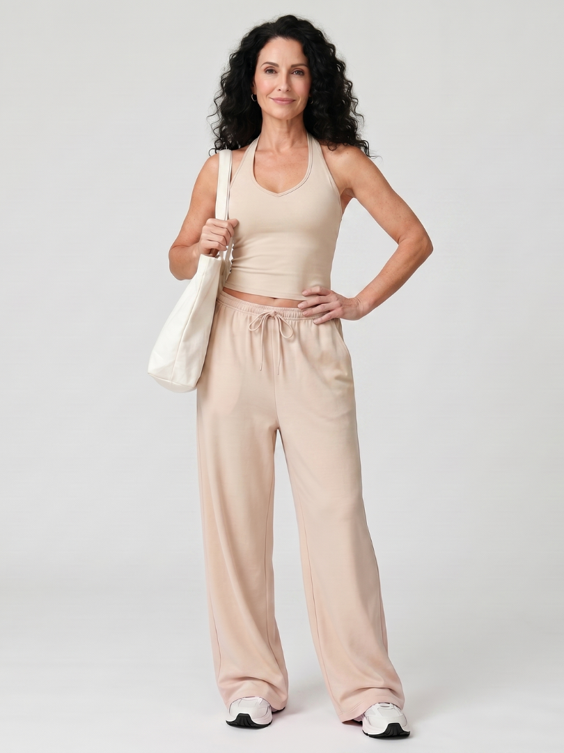 Helena | Sleeveless Scoop Neck Top And Wide Leg Pants Set 4